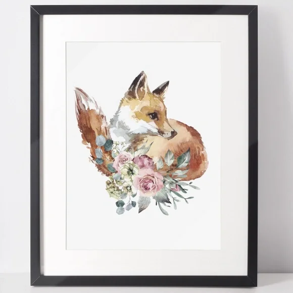Watercolor Red Fox Wall Art Print Poster Illustration Unframed - Picture 5 of 17